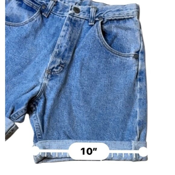 Vintage Wrangler Jeans DIY High Waist Cuffed Cutoff Shorts Med Wash Blue Size 25 - Picture 7 of 14